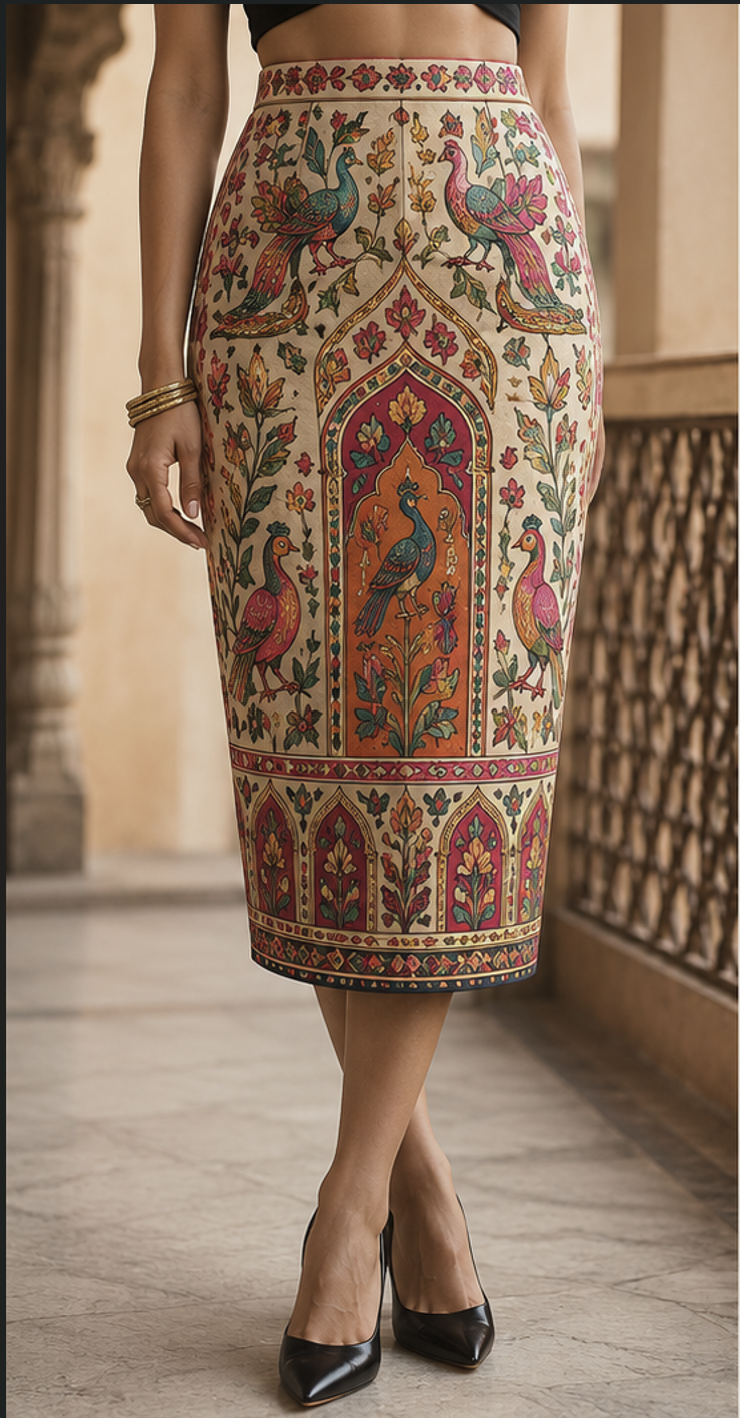 Peacock Garden Pencil Skirt