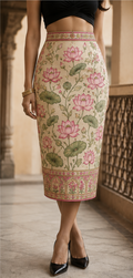 Lotus Garden Pencil Skirt