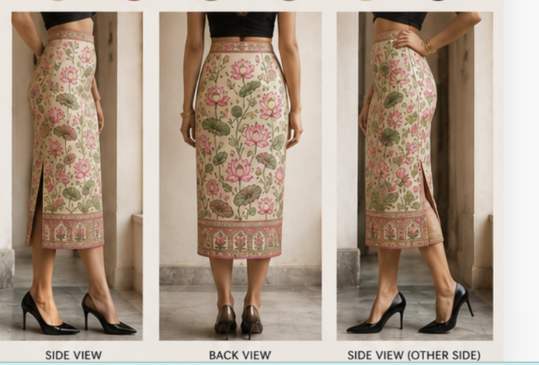 Lotus Garden Pencil Skirt